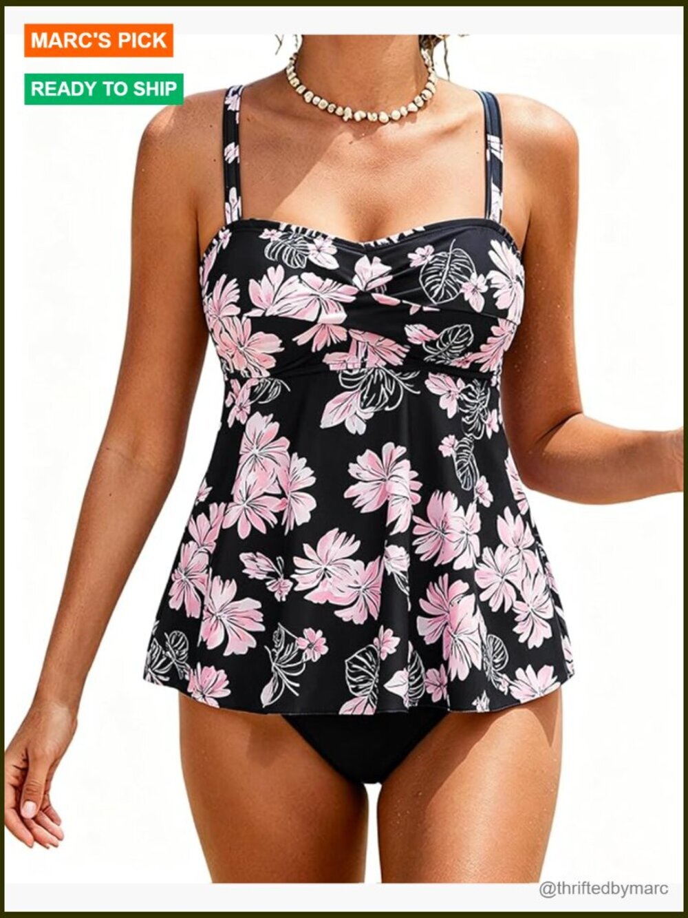 Tankini Swimsuit for Women Two Piece Tummy Control High Waisted Flowy Top
